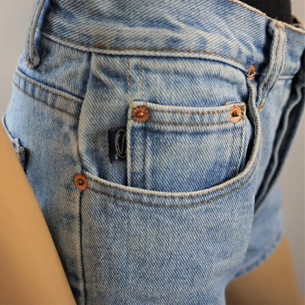 Vintage Denim Jean Shorts Steel Denim Button Fly High Waisted Made in USA